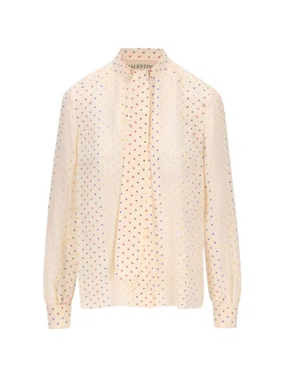 Valentino Garavani Cream Silk Jacket In Pink