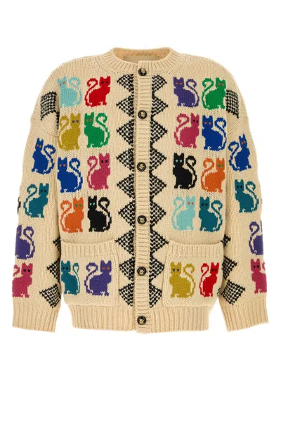 Valentino Garavani Cream Wool Cardigan In Multi