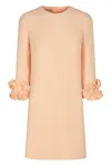 Valentino Wool And Silk Short Dress In Neutral