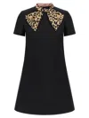 Valentino Womens Nero Animalier Embellished Long-sleeves Wool And Silk Midi Dress In Black