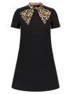 Valentino Womens Nero Animalier Embellished Long-sleeves Wool And Silk Midi Dress In Black