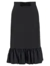 Valentino Black Crepe Couture Skirt In Multi