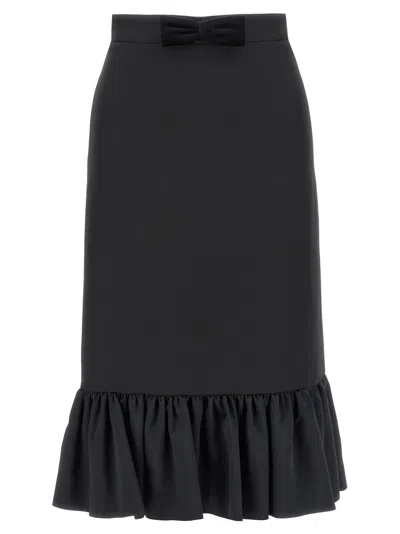 Valentino Garavani Crepe Couture Midi Skirt With Velvet Bow In Black