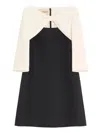 Valentino Garavani Crepe Couture Short Dress With Bow And Contrasting Sleeves Clothing In Black