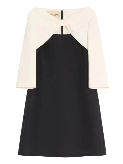 VALENTINO VALENTINO GARAVANI CREPE COUTURE SHORT DRESS WITH BOW AND CONTRASTING SLEEVES CLOTHING