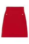Valentino Crepe Couture Skirt With Heart Jewel Buttons In Red