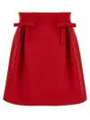 Valentino Bow-detailed Pleated Wool And Silk-blend Mini Skirt