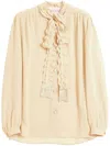 Valentino Silk Tasselled-pussybow Blouse In Beige