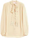 Valentino Silk Tasselled-pussybow Blouse In Beige