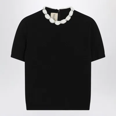 VALENTINO VALENTINO GARAVANI CREWNECK SWEATER WITH CRYSTAL DETAILS