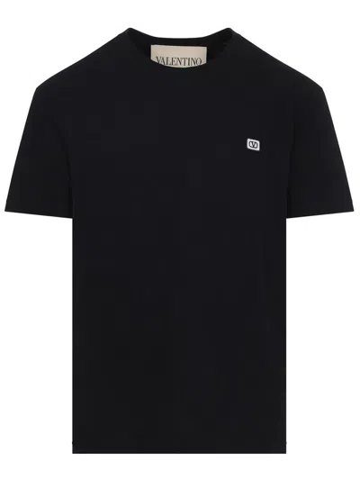 Valentino Garavani Crewneck Vlogo Signature Patch T-shirt - Size M In Black