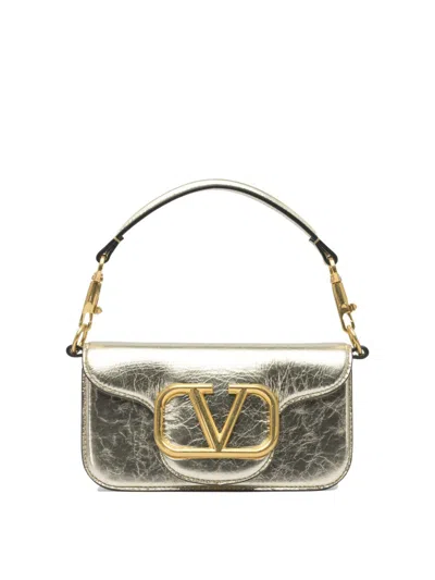 Valentino Garavani Crinkled Metallic Gold Shoulder Bag In Neutral