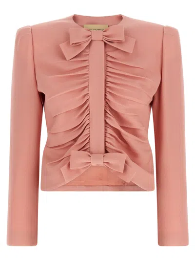 Valentino Crispy Light Wool Jacket Jackets Rose In Pink