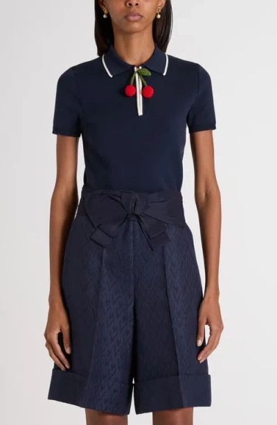 VALENTINO VALENTINO GARAVANI CROCHET CHERRY POLO SWEATER