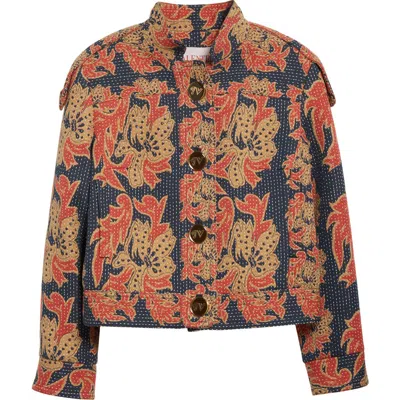 Valentino Garavani Crop Paisley Jacket In Indigo