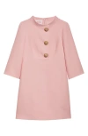 Valentino Garavani Crystal Button Crepe Couture Minidress In Pale Rose