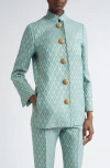 Valentino Garavani Crystal Button Toute La V Metallic Jacquard Jacket In Multi