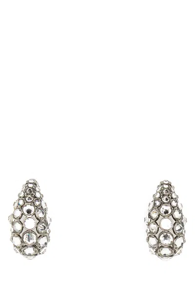 Valentino Garavani Crystal Cluster Earrings In Silver