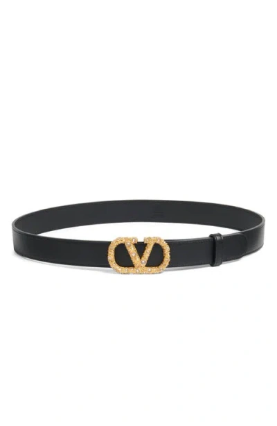 VALENTINO GARAVANI VALENTINO GARAVANI CRYSTAL EMBELLISHED VLOGO LEATHER BELT