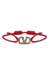 Valentino 'vlogo Signature' Bracelet In Rouge Pur/black Diamond
