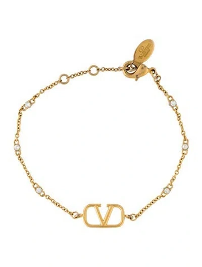 Pre-owned Valentino Garavani Garavani Crystal Vlogo Signature Link Chain Bracelet, 7.25" In Multi