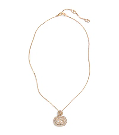 Valentino Garavani Crystal Vlogo Signature Necklace In Gold