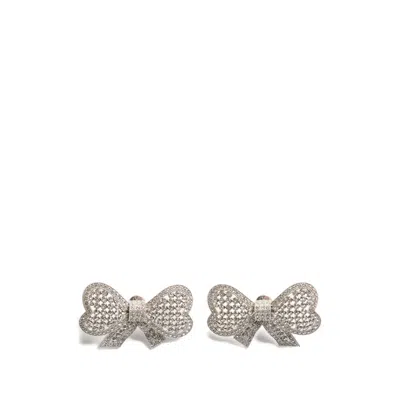 Valentino Garavani Crystal-embellished Bow Stud Earrings In Burgundy