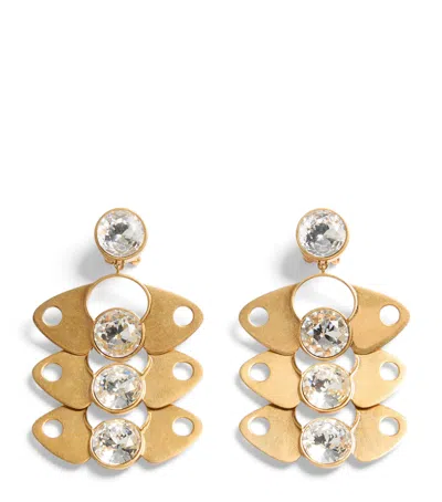 Valentino Garavani Crystal-embellished Drop Earrings In Gold