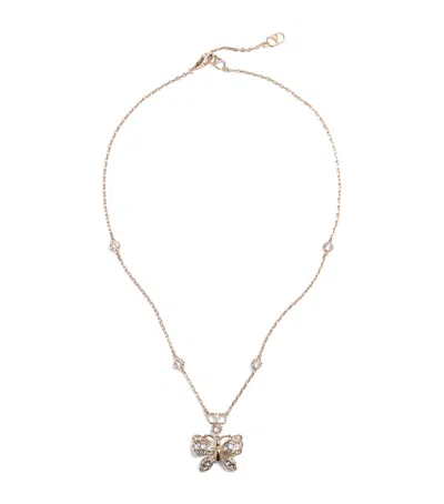 Valentino Garavani Crystal-embellished Flutterby Necklace In Gold