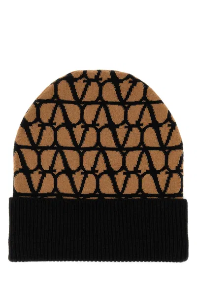 Valentino Garavani Cuffia Geometric-jacquard Cashmere Beanie In Transparent