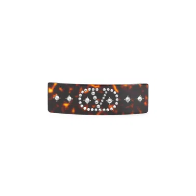 Valentino Garavani Curved Rhinestone-embellished Tortoiseshell Hair Accessory In Brown
