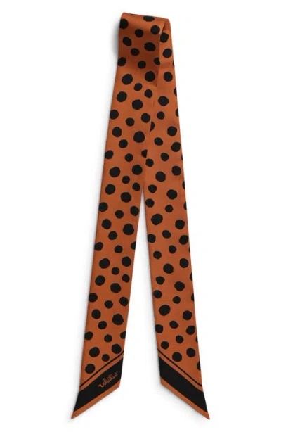 Valentino Garavani Dalmatian Polka Dot Silk Skinny Scarf In Red