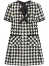Valentino Embroidered Damier Light Tweed Short Dress