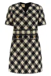 Valentino Vgold Checked Tweed Minidress In Multi