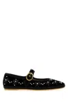 Valentino Black Velvet Vlogo Signature Ballerinas In Multi
