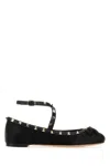 Valentino Rockstud Strappy Ballets In Black