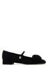 Valentino Satin Bow Mary Jane Ballerina Flats In Black