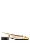 Valentino Valet Du Roi Vlogo Metallic Leather Slingback Ballerina Flats In Multi