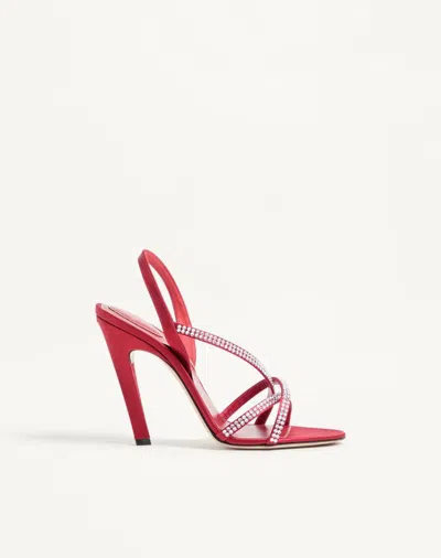 Valentino Garavani Dans Le Foyer Satin Sandal With Crystals 105mm Woman Rosso Valentino 39 In Red