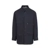 Valentino Denim Overshirt With Hidden Buttoning And Leather Logo Patch In Blue