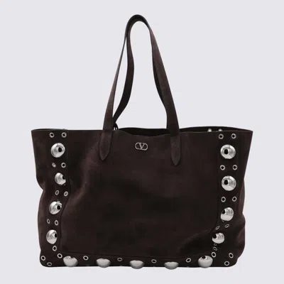 Valentino Garavani Dark Brown Jacquard Nellcote Totes