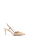 Valentino Vlogo Signature Leather Slingback Pumps In Golden