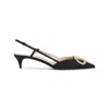 Valentino Crystal Buckle Pointed Toe Stiletto Pumps In Black
