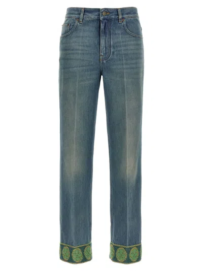 VALENTINO VALENTINO GARAVANI DELAVÉ DENIM JEANS WITH JACQUARD APPLICATION