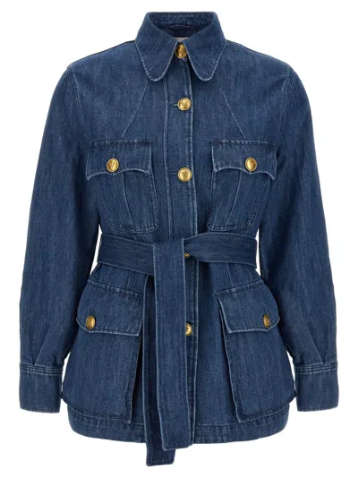 VALENTINO VALENTINO GARAVANI DELAVÉ LINEN BLEND COTTON DENIM JACKET