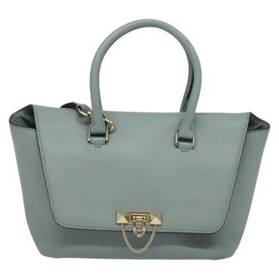 Pre-owned Valentino Garavani Demilune Flap Satchel Leather Blue Leather Bag ()