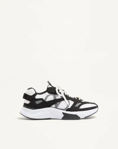 Valentino Garavani Demivee Sneakers In Mesh Fabric With Suede Inserts In Multi