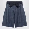 Valentino Garavani Denim Bermuda Shorts With Oversized Bow In Blue