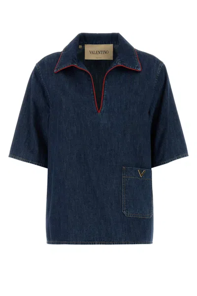 Valentino Garavani Denim Blouse In Blue