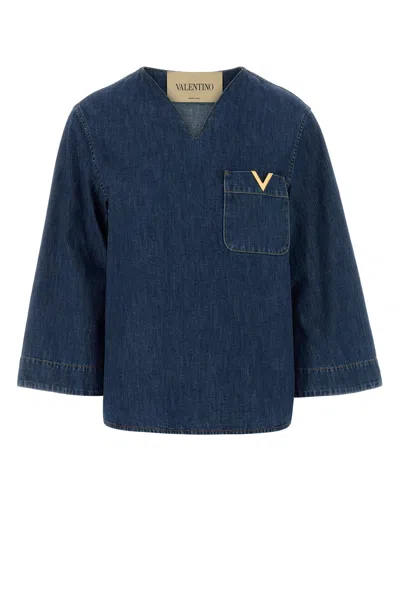 Valentino Garavani Denim Blouse In Blue